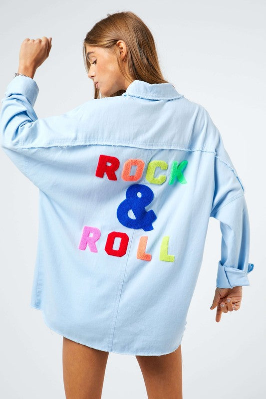 Multi Color Rock & Roll Button Up