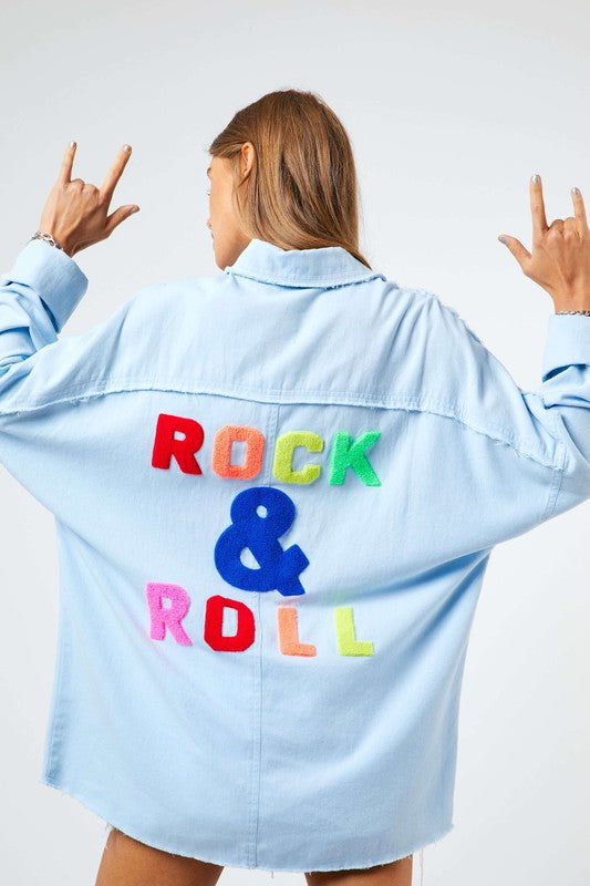 Multi Color Rock & Roll Button Up