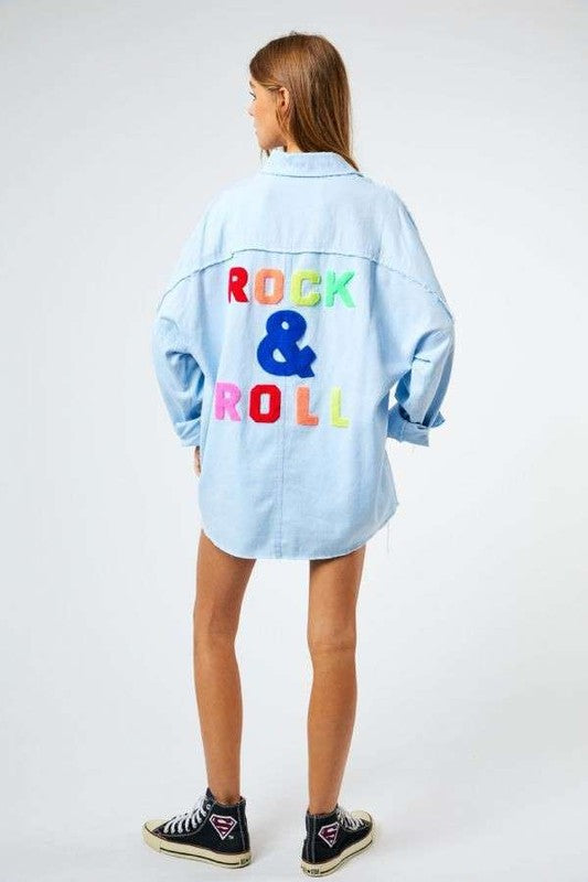 Multi Color Rock & Roll Button Up